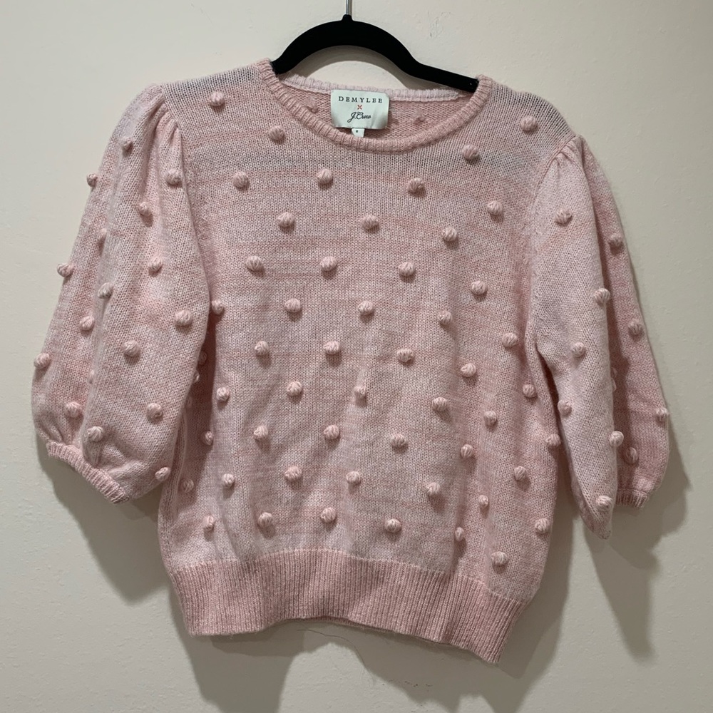 DEMYLEE x J.Crew puff-sleeve pom-pom sweater S